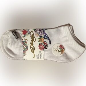 Ed Hardy Tattoo Low Cut Women's Socks- 5 Pairs
White, Gray & White